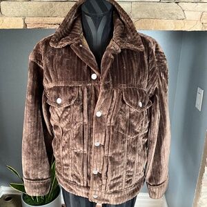 BDG Chocolate Brown Oversized Soft Corduroy Trucker Jacket Boxy Relaxed Fit XS